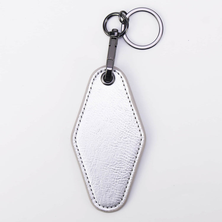 Laserette Motel Keychain — Engravable Motel Keychain Leatherette metallicsilver