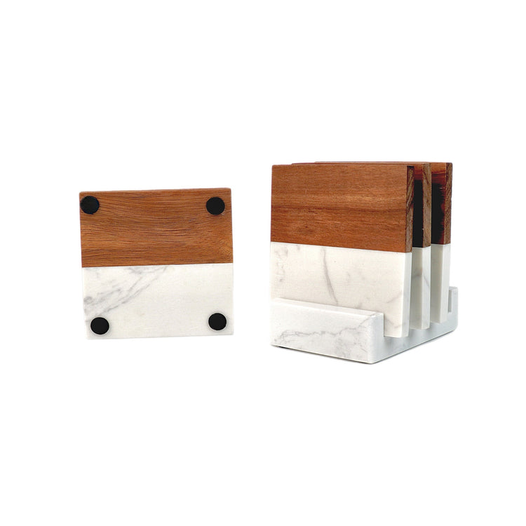 Marble and Wood Coaster Set — IMG 5637