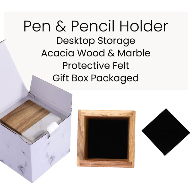 Marble Pen/Pencil Holder — MARBLE WOOD PEN PENCIL HOLDER 5