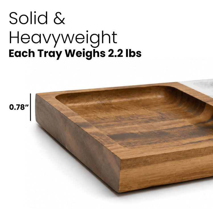 Marble & Wood Valet Tray — Heavyweight Marble wood valet tray for entryway decor more