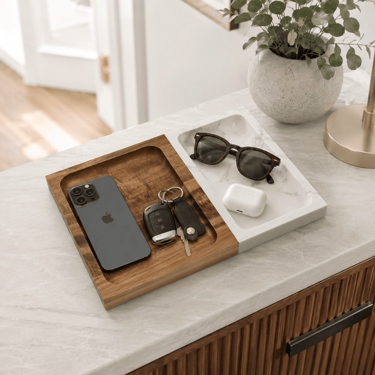 Marble & Wood Valet Tray — Marble Wood Valet Tray 15