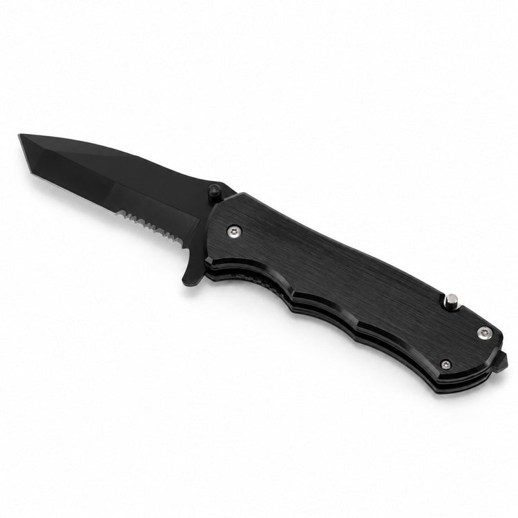 Pocket Knives — Black Pocket knife with Anodized Aluminum engravable handle