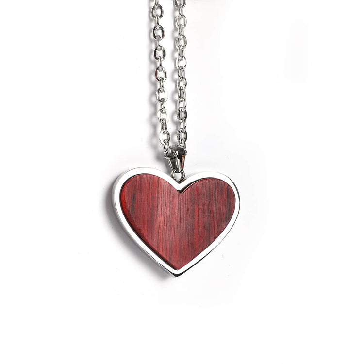 Wood Pendant Necklace — engravable wood pendant necklace heart rosewood