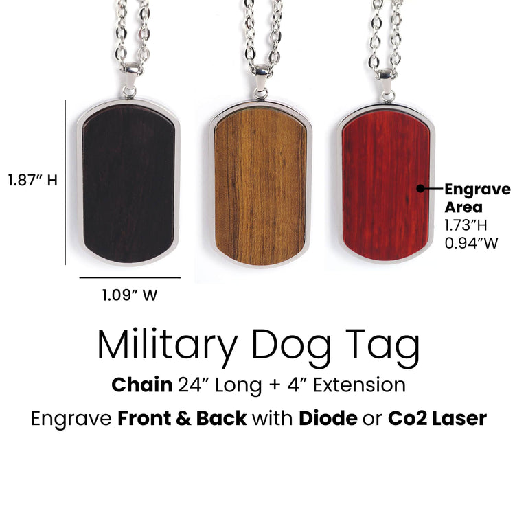 Wood Pendant Necklace — Military Dog Tag Pendant Necklace