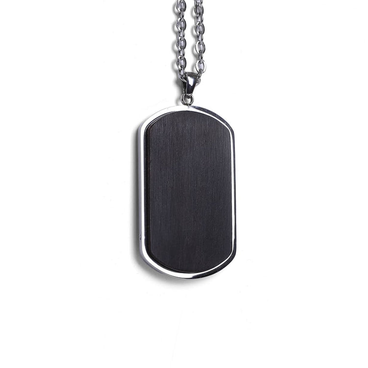 Wood Pendant Necklace — engravable black wood pendant military dog tag