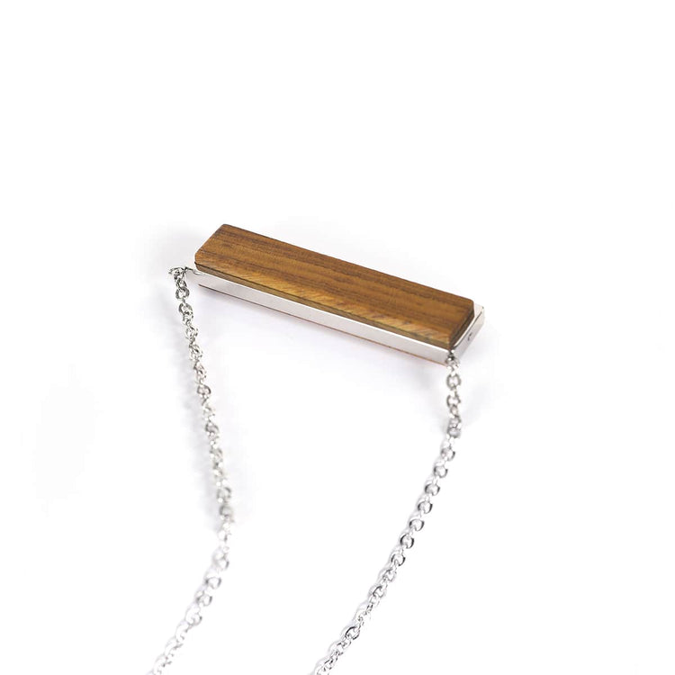 Wood Pendant Necklace — engravable wood pendant necklace natural wood horizontal bar