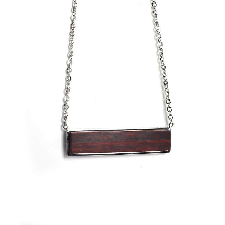 Wood Pendant Necklace — engravable wood pendant necklace horizontal bar rosewood