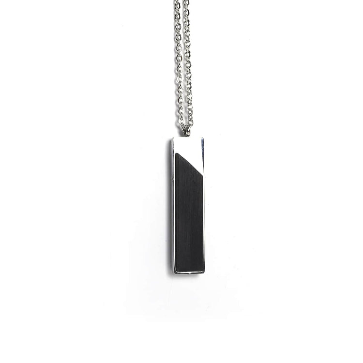 Wood Pendant Necklace — engravable wood pendant necklace vertical bar black