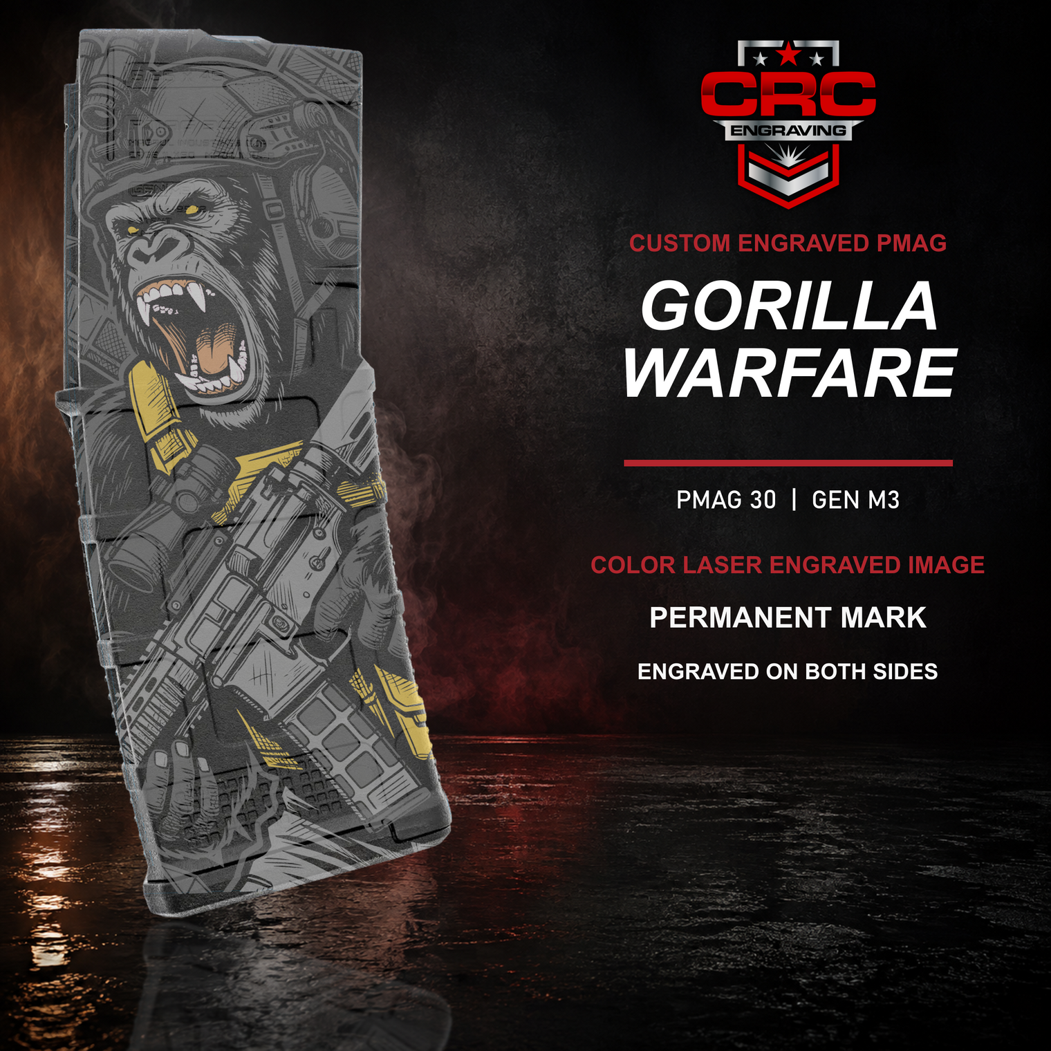 Gorilla Warfare color laser engraved PMAG 30 GEN M3