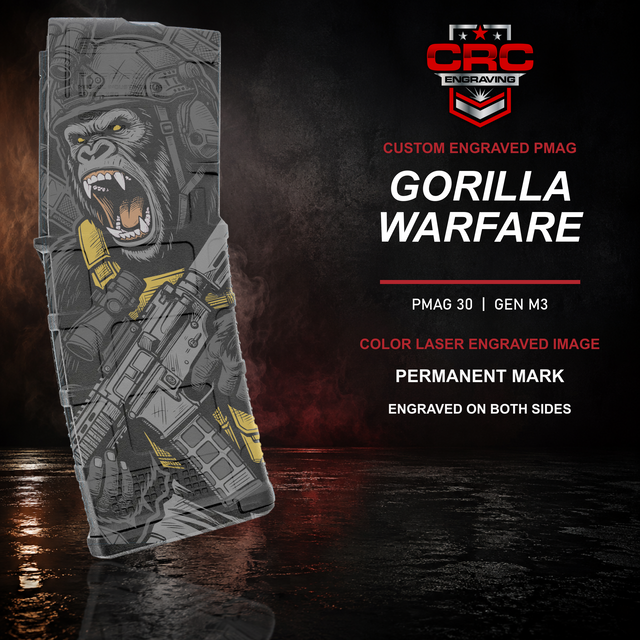 Gorilla Warfare color laser engraved PMAG 30 GEN M3