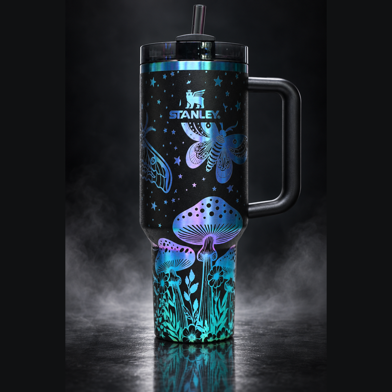 Moths and Mushrooms engraved genuine Stanley tumbler