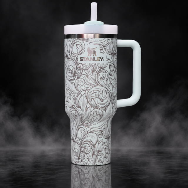 Floral Filigree engraved genuine Stanley tumbler