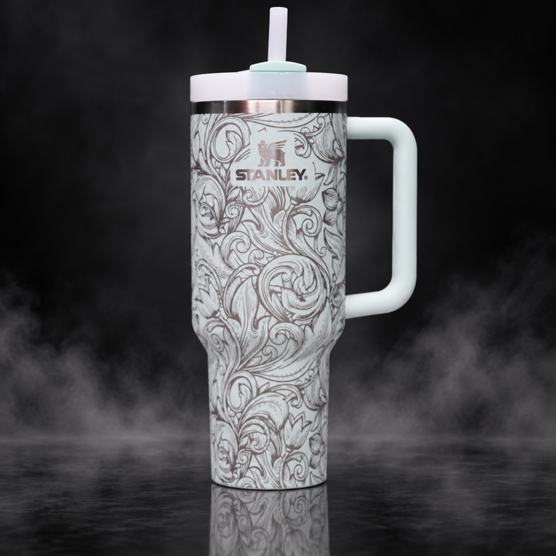 Floral Filigree engraved genuine Stanley tumbler