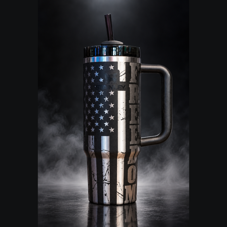 Freedom engraved genuine Stanley tumbler