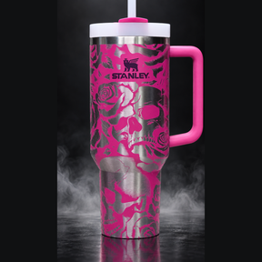 Roses and Skulls engraved genuine Stanley tumbler