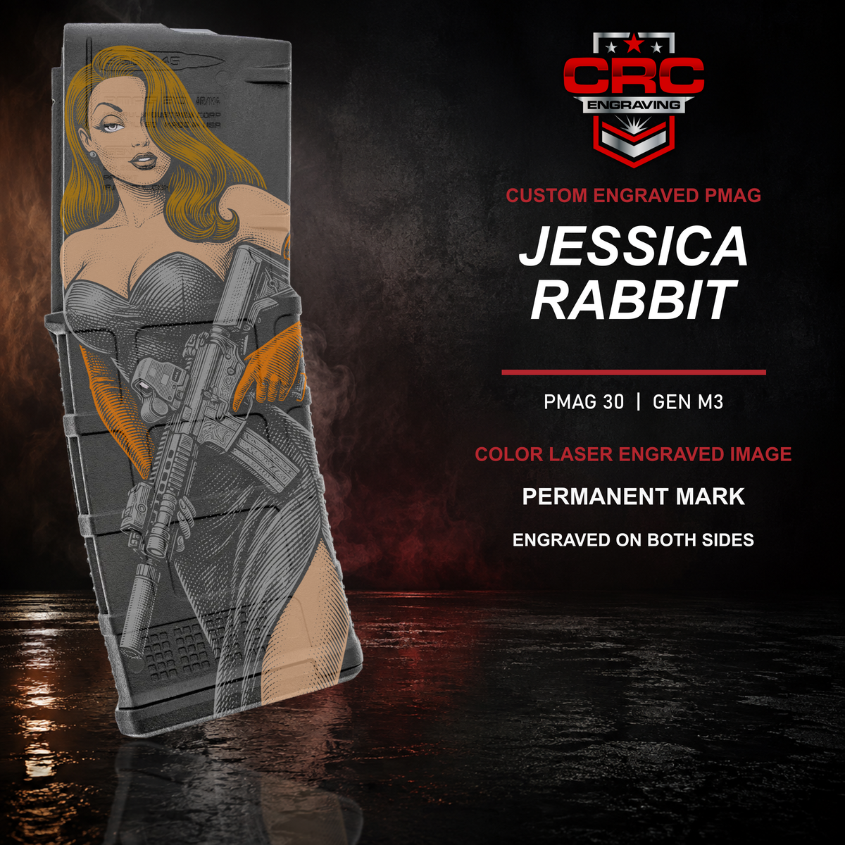 Jessica Rabbit color laser engraved PMAG 30 GEN M3