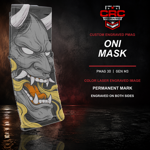 Oni Mask color laser engraved PMAG 30 GEN M3