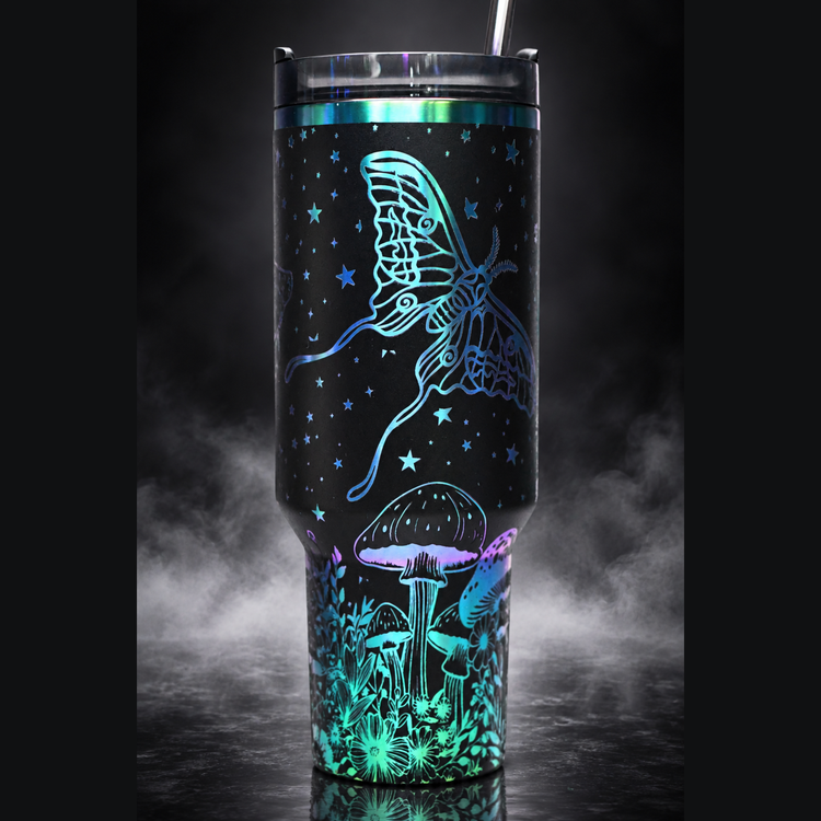 Moths and Mushrooms engraved genuine Stanley tumbler – alternate