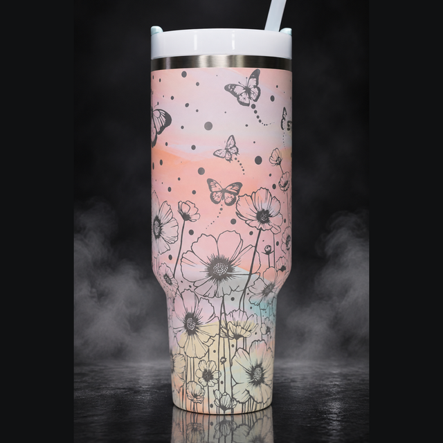 Butterfly Fields engraved genuine Stanley tumbler – alternate