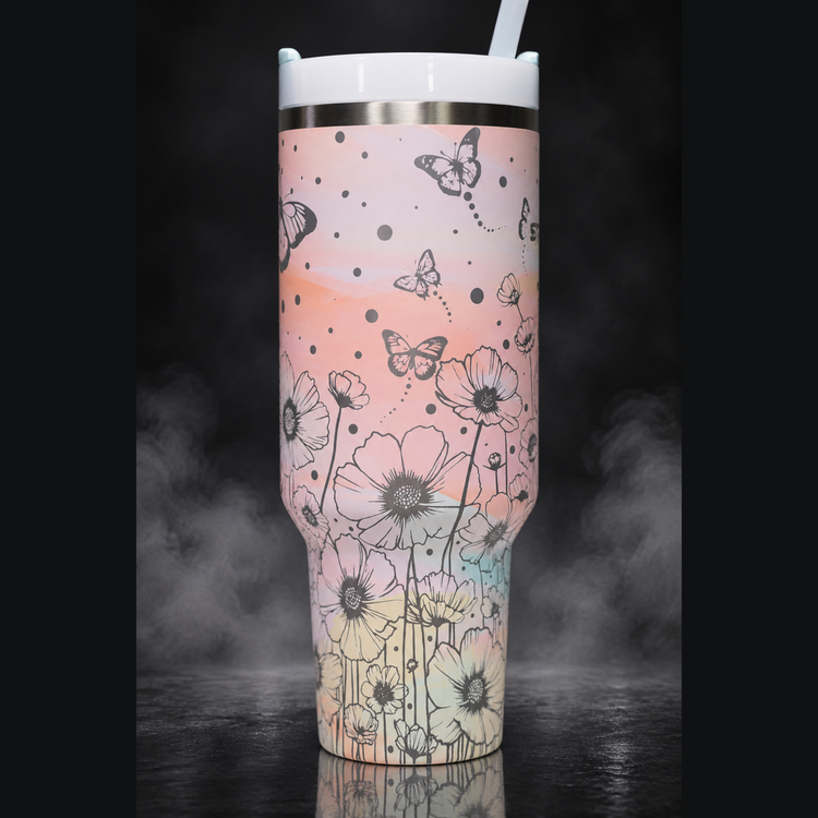 Butterfly Fields engraved genuine Stanley tumbler – alternate