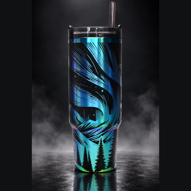 Aurora Borealis engraved genuine Stanley tumbler – alternate