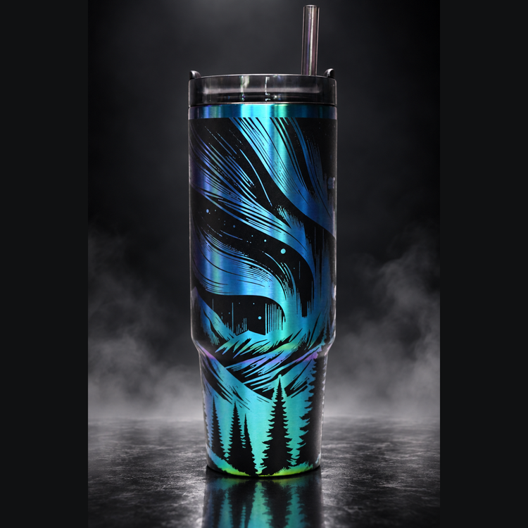 Aurora Borealis engraved genuine Stanley tumbler – alternate