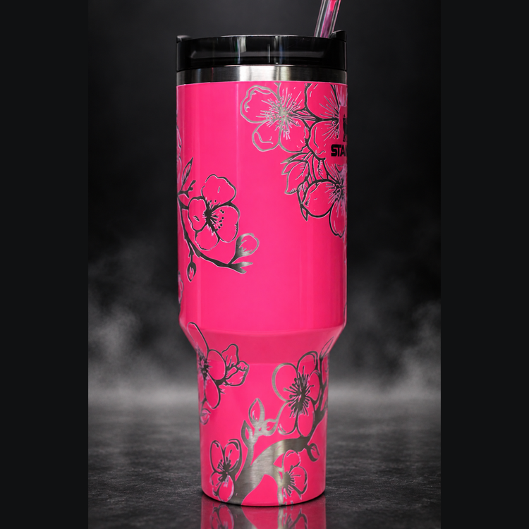 Cherry Blossoms engraved genuine Stanley tumbler – alternate
