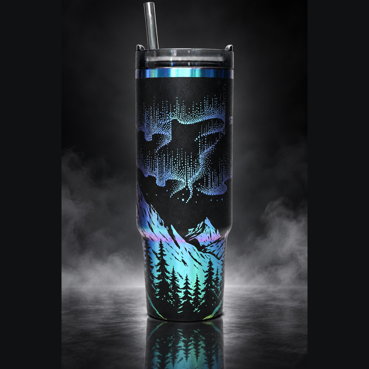 Northern Lights engraved genuine Stanley tumbler – alternate