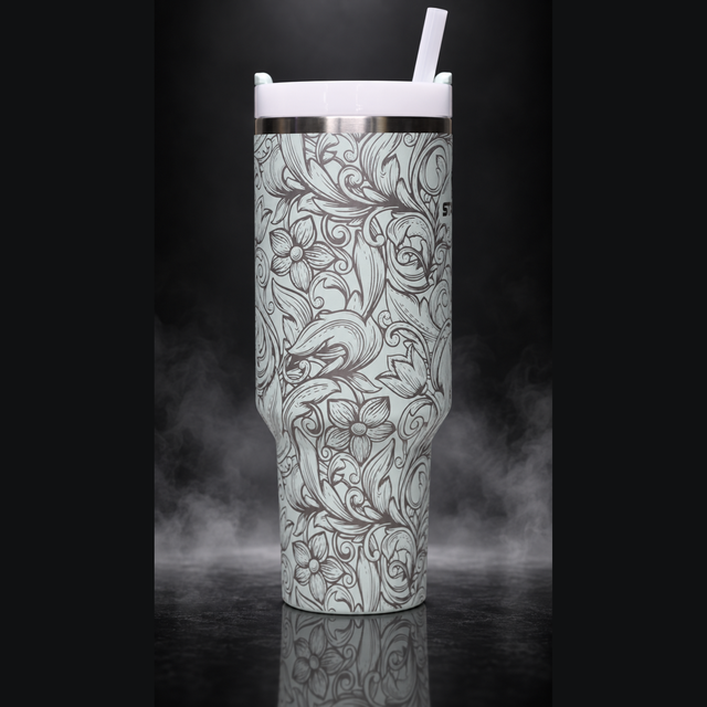 Floral Filigree engraved genuine Stanley tumbler – alternate