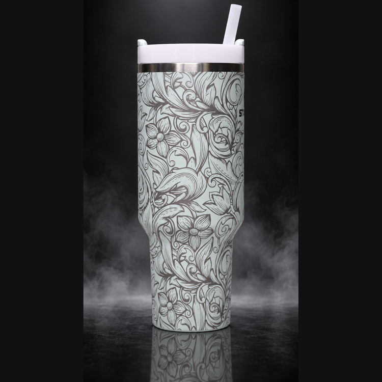 Floral Filigree engraved genuine Stanley tumbler – alternate
