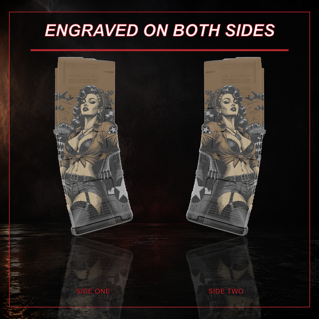 Bombshell Betty PMAG engraving shown on both sides