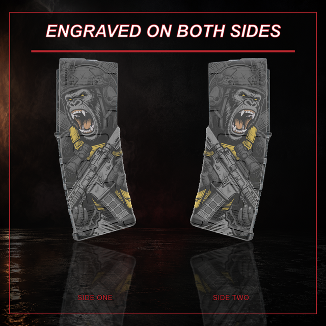 Gorilla Warfare PMAG engraving shown on both sides