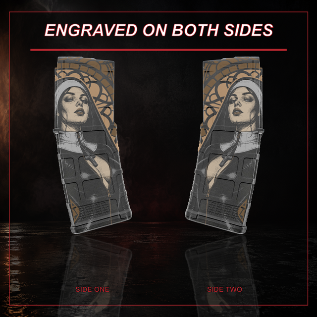 Nun PMAG engraving shown on both sides