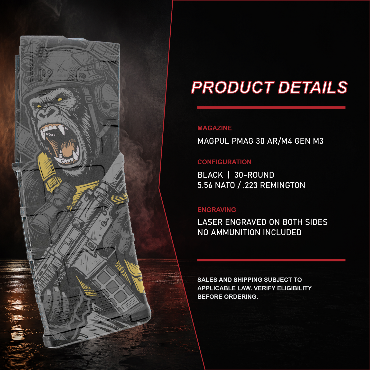 Gorilla Warfare engraved PMAG product details