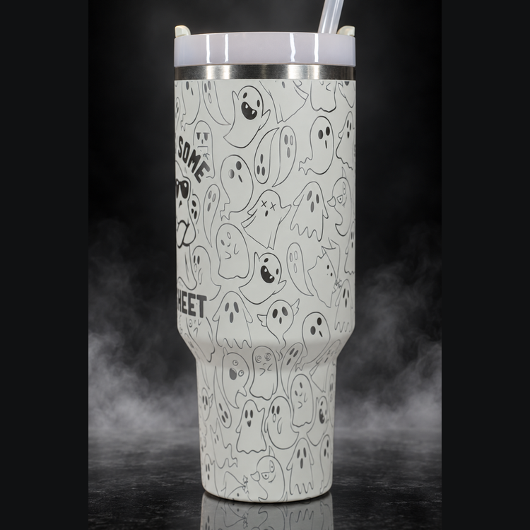 Boo Sheet Halloween engraved genuine Stanley tumbler – opposite