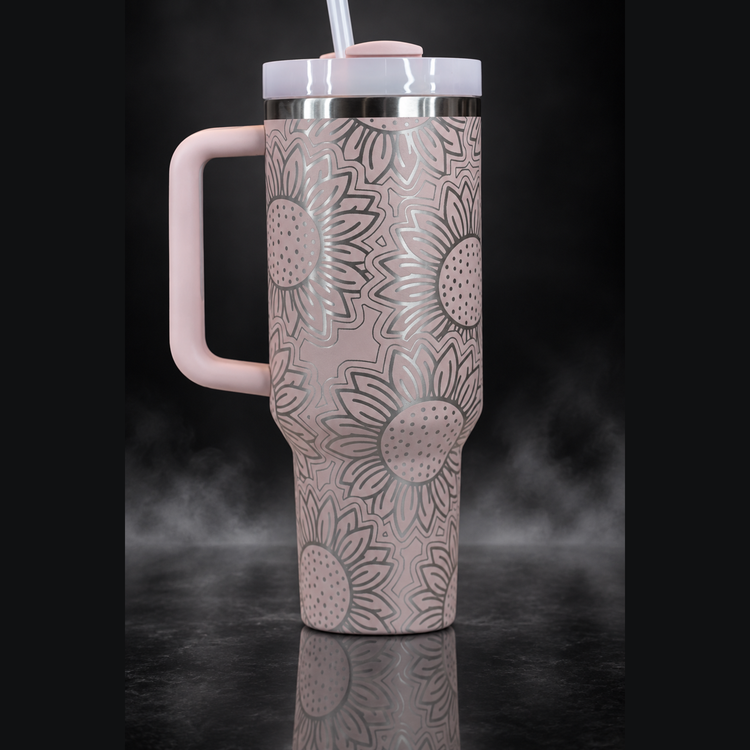 Cute Sunflowers engraved genuine Stanley tumbler – opposite