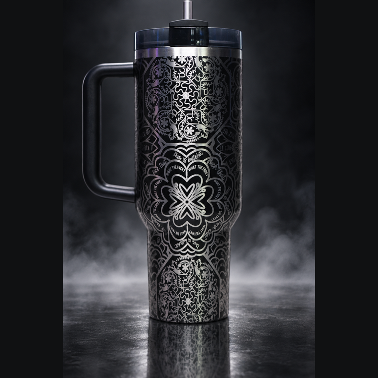 F'N Mandala engraved genuine Stanley tumbler – opposite