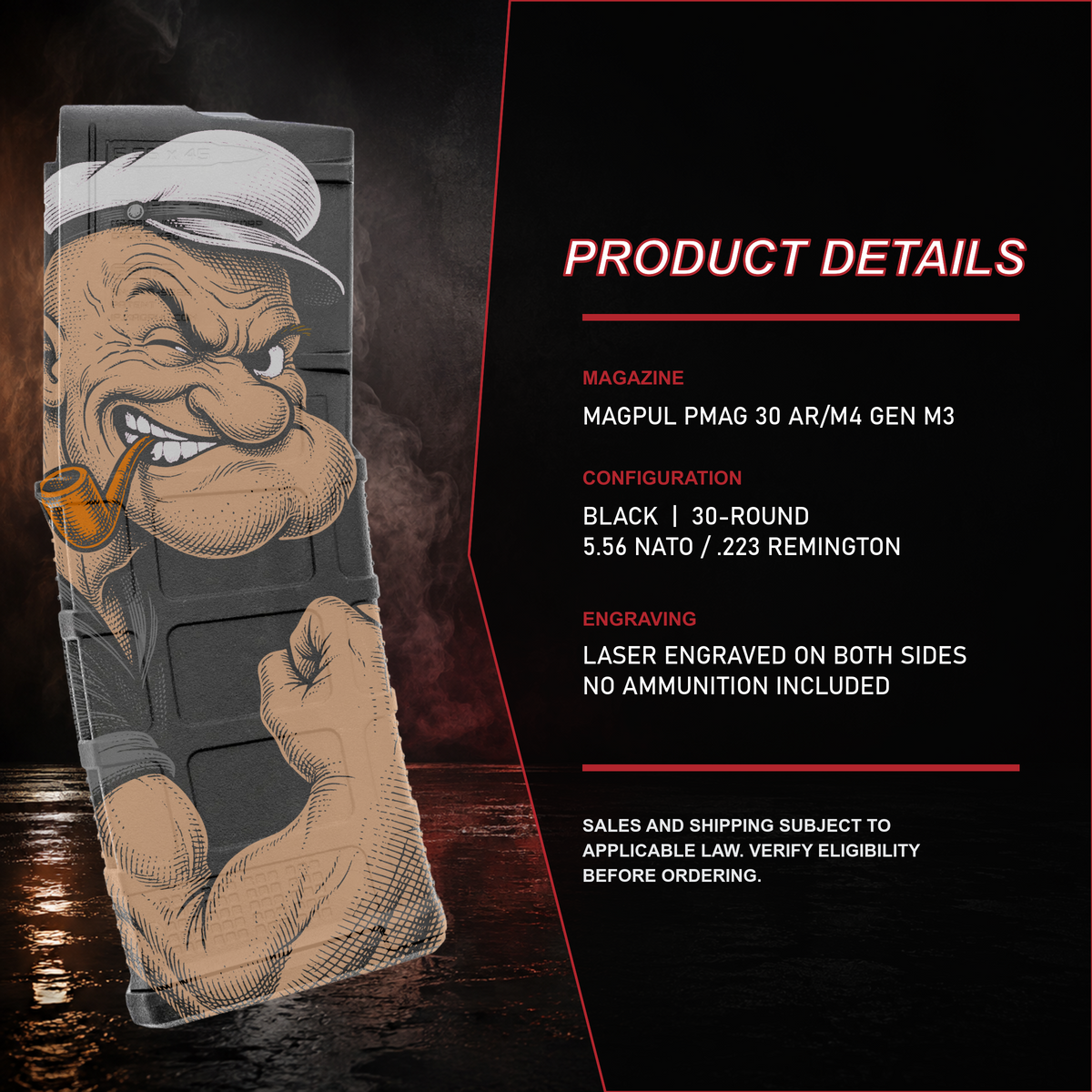 Popeye engraved PMAG product details