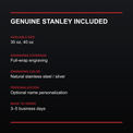 Moths and Mushrooms engraved genuine Stanley tumbler – information card