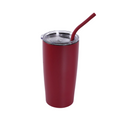 Maroon 20 oz insulated tumbler with matching straw and clear slide lid.
