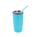 Teal 20 oz insulated tumbler with matching straw and clear slide lid.