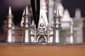 a close up of a castle made out of metal