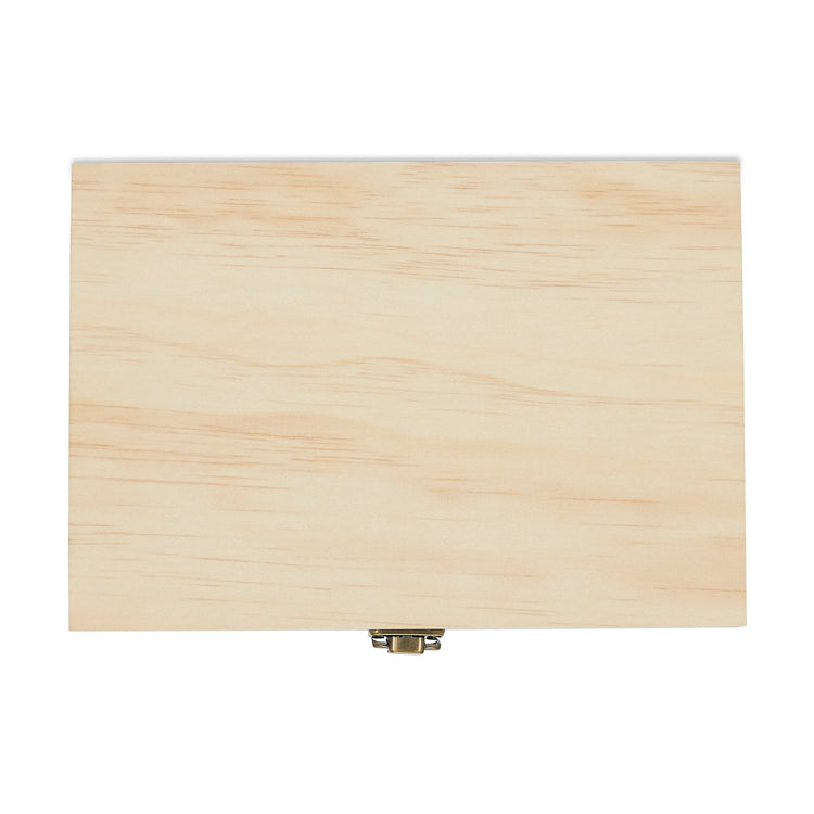 Top view of the natural wood lid and visible grain.