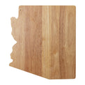Arizona-shaped rubberwood cutting board isolated against white.