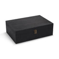 Extra-large black wood memory box shown closed against white.