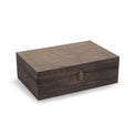 Extra-large walnut wood memory box shown closed against white.