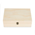 Extra-large natural wood memory box shown closed against white.