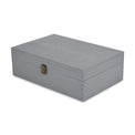 Extra-large gray wood memory box shown closed against white.