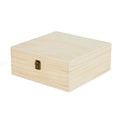 Large natural wood memory box shown closed at an angle.