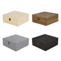 Large memory boxes displayed in natural, walnut, gray, and black.